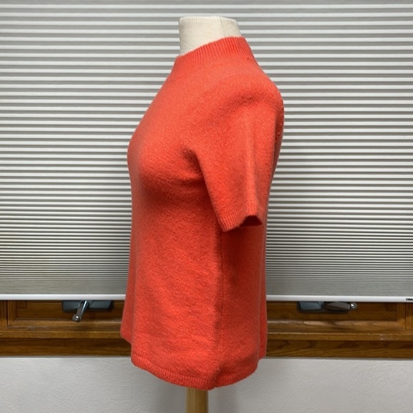 LOFT NWT Orange Melon Wool Blend Crew Neck Short Sleeve Sweater Size XXSP - Picture 5 of 9